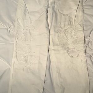 DREW White Skinny Jeans with Distressed Details